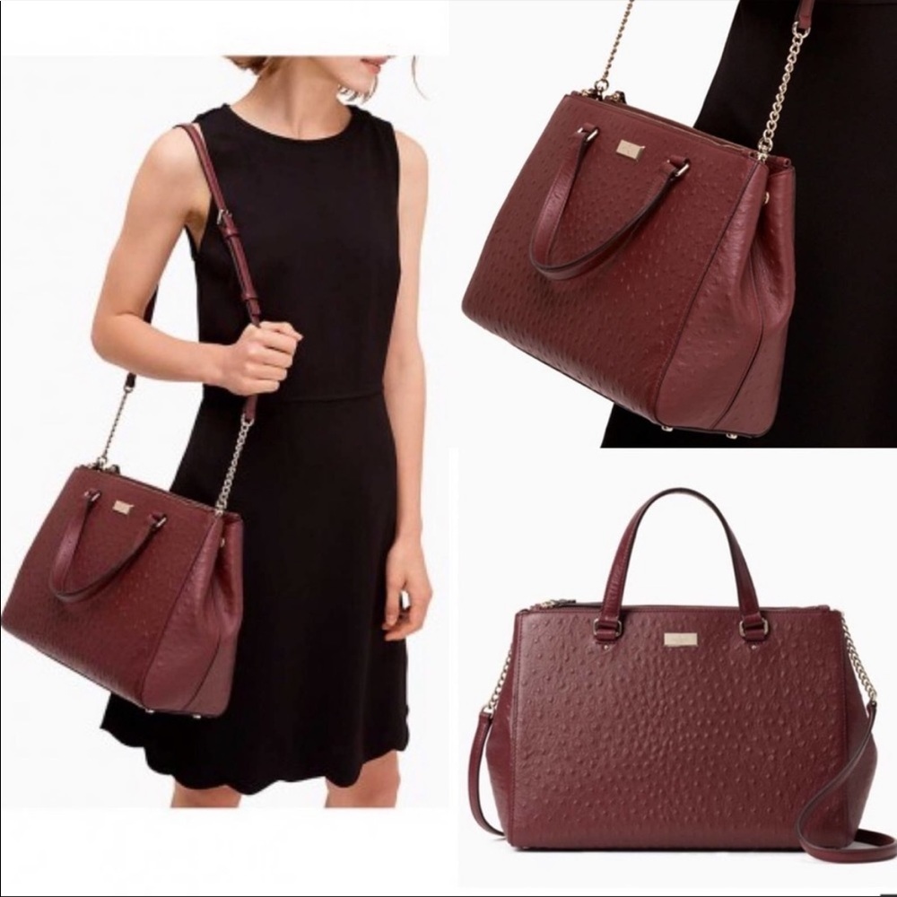 Kate Spade Bristol Drive Loden Ostrich Embossed Satchel